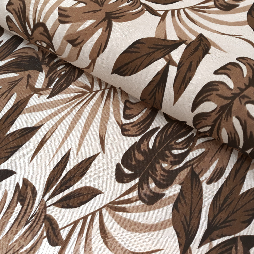 Tecido para Decoração Jacquard Estampado Costela de Adão Bege