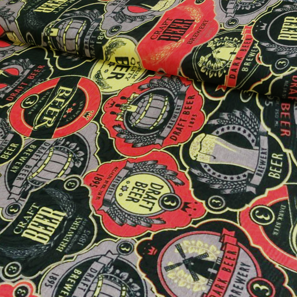 Tecido Jacquard Estampado Beer 1,40m de Largura