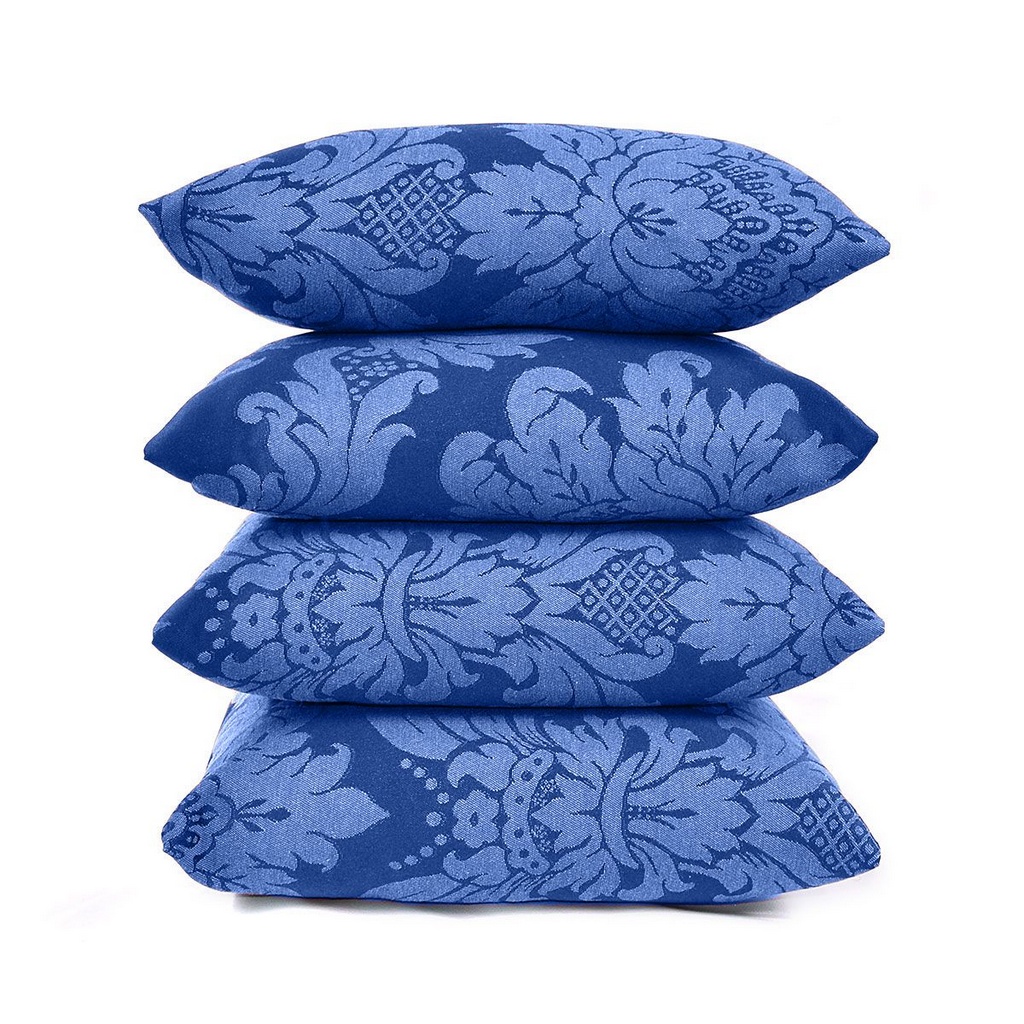 04 Capas para Almofadas Jacquard Azul Royal Medalhão