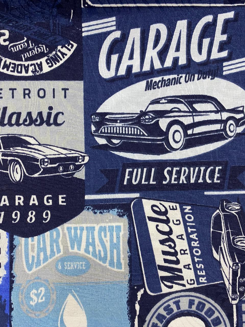 Tecido para Decoração Jacquard Estampado Vintage Azul