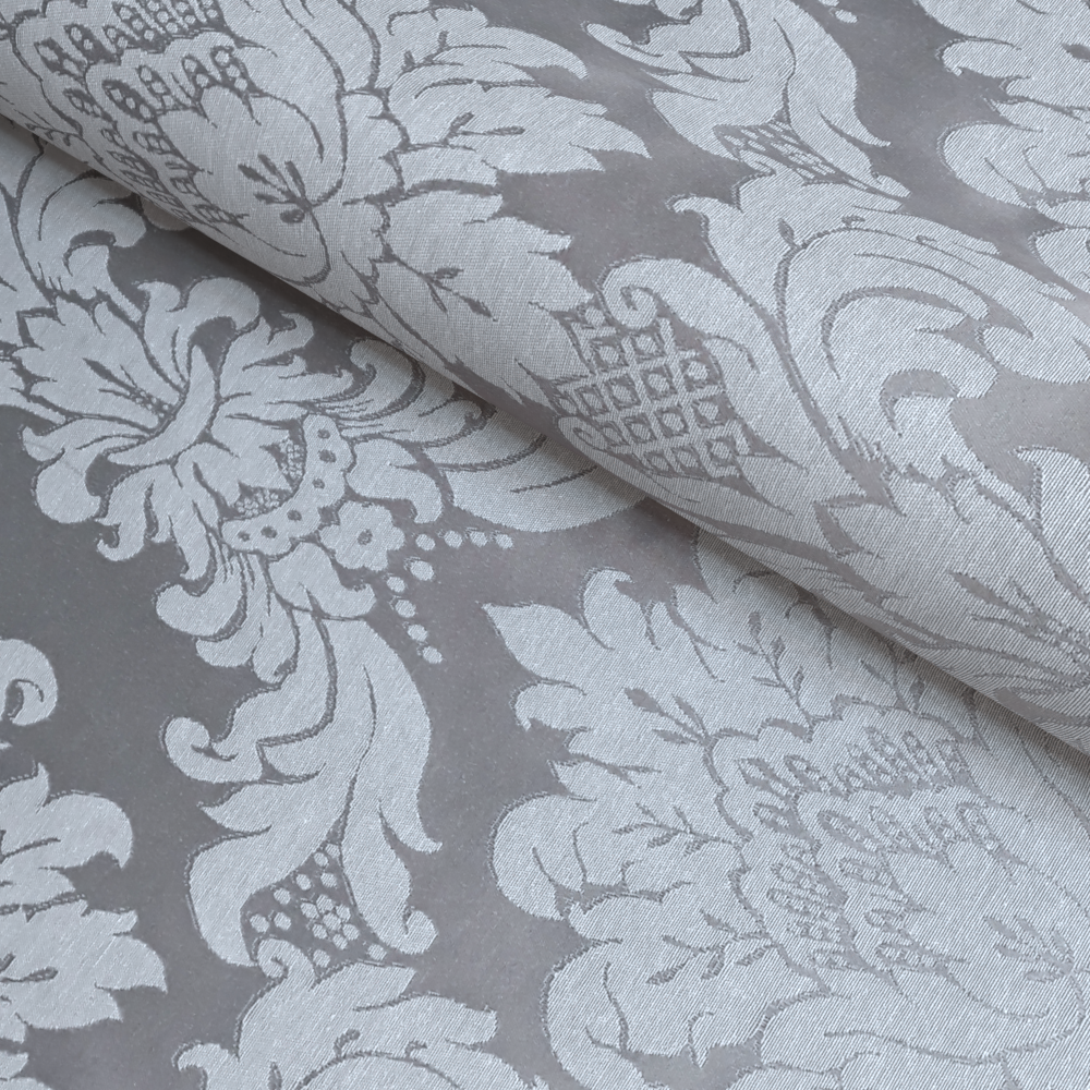 Tecido para Decoração Jacquard Cinza e Crú - Medalhão