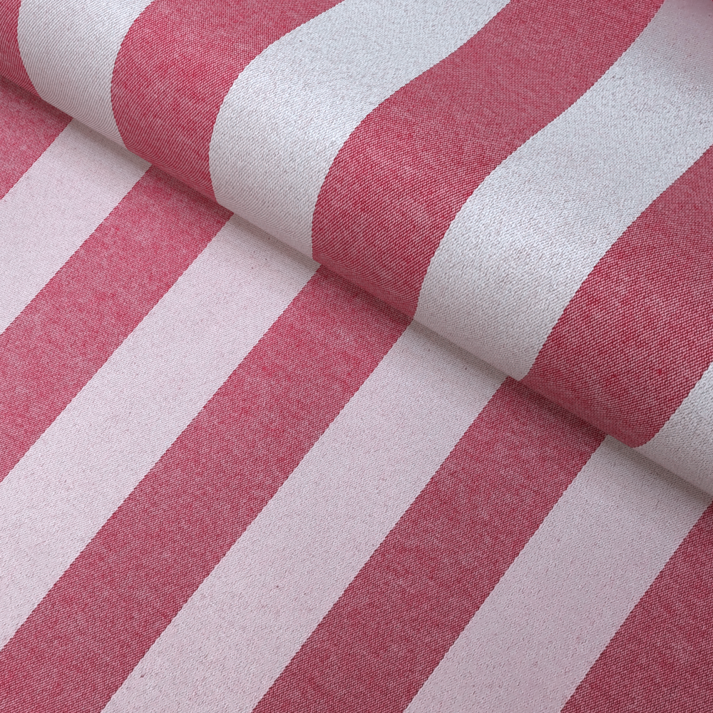 Tecido para Decoração Jacquard Vermelho e Prata Listrado Dupla Face