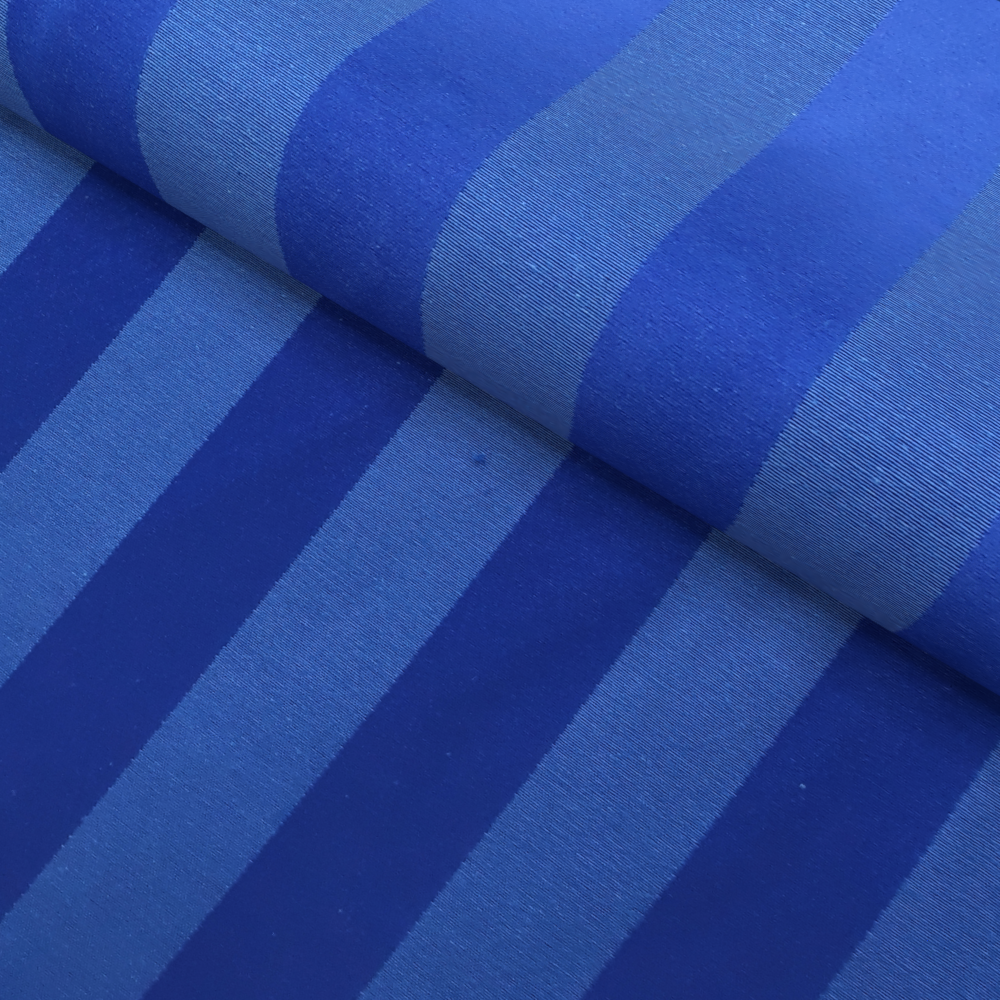 Tecido para Decoração Jacquard Azul Royal Listrado Dupla Face