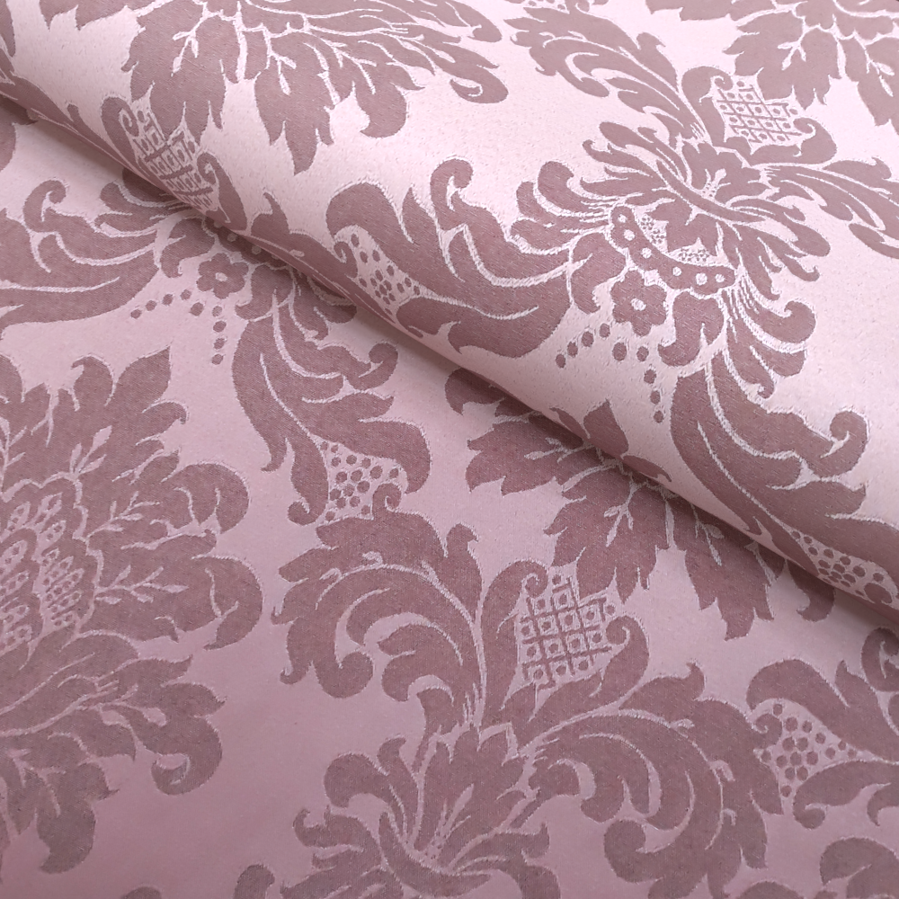 Tecido para Decoração Jacquard Rosê e Marrom - Medalhão