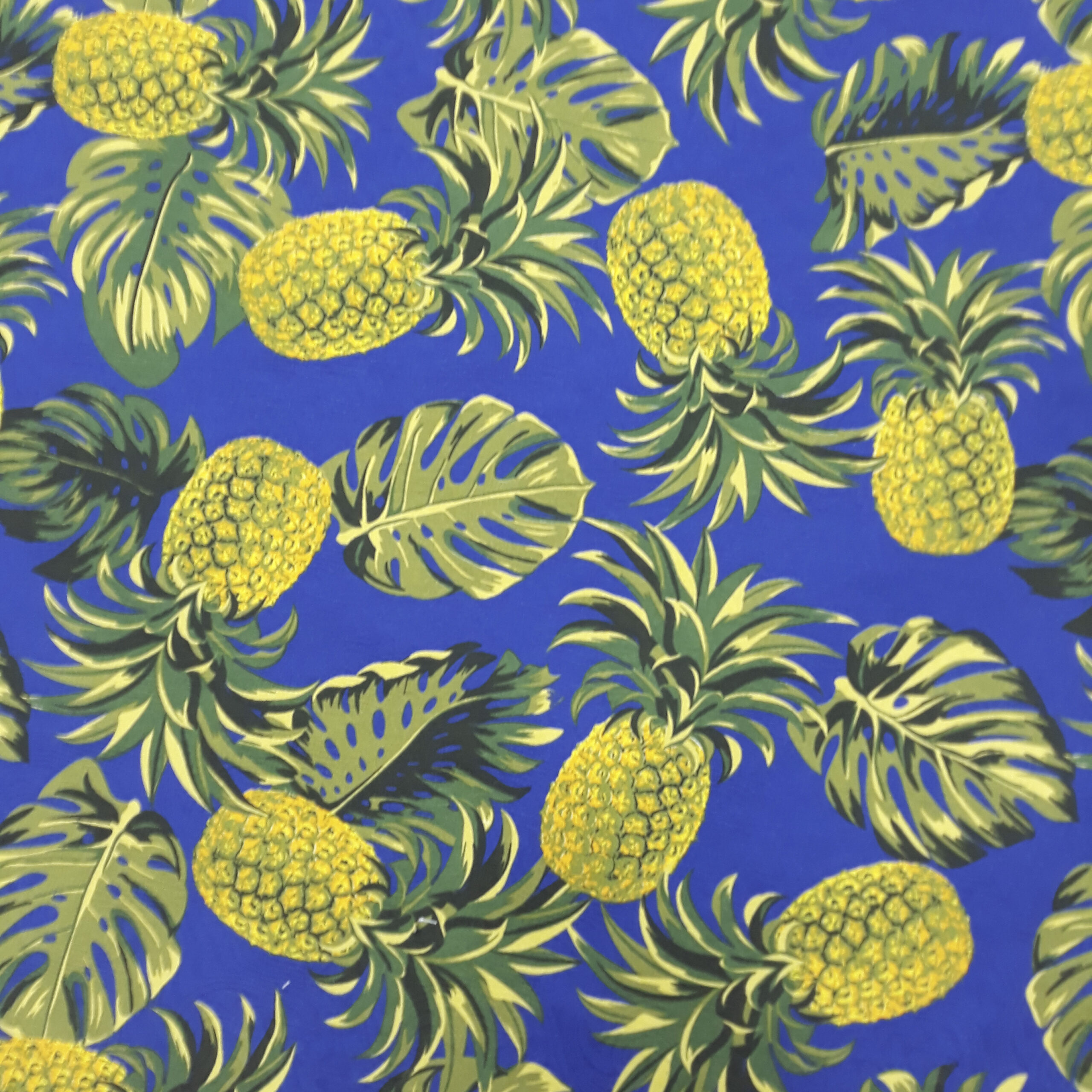 Tecido para Decoração Jacquard Estampado Abacaxi Azul