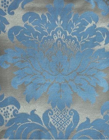 Tecido para Decoração Jacquard Azul e Dourado Dupla Face