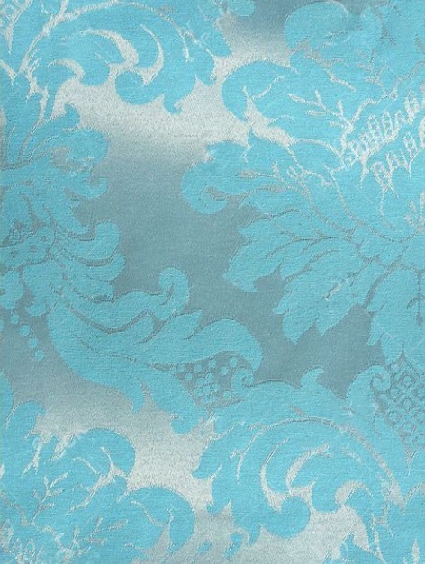 Tecido para Decoração Jacquard Azul e Prata Dupla Face