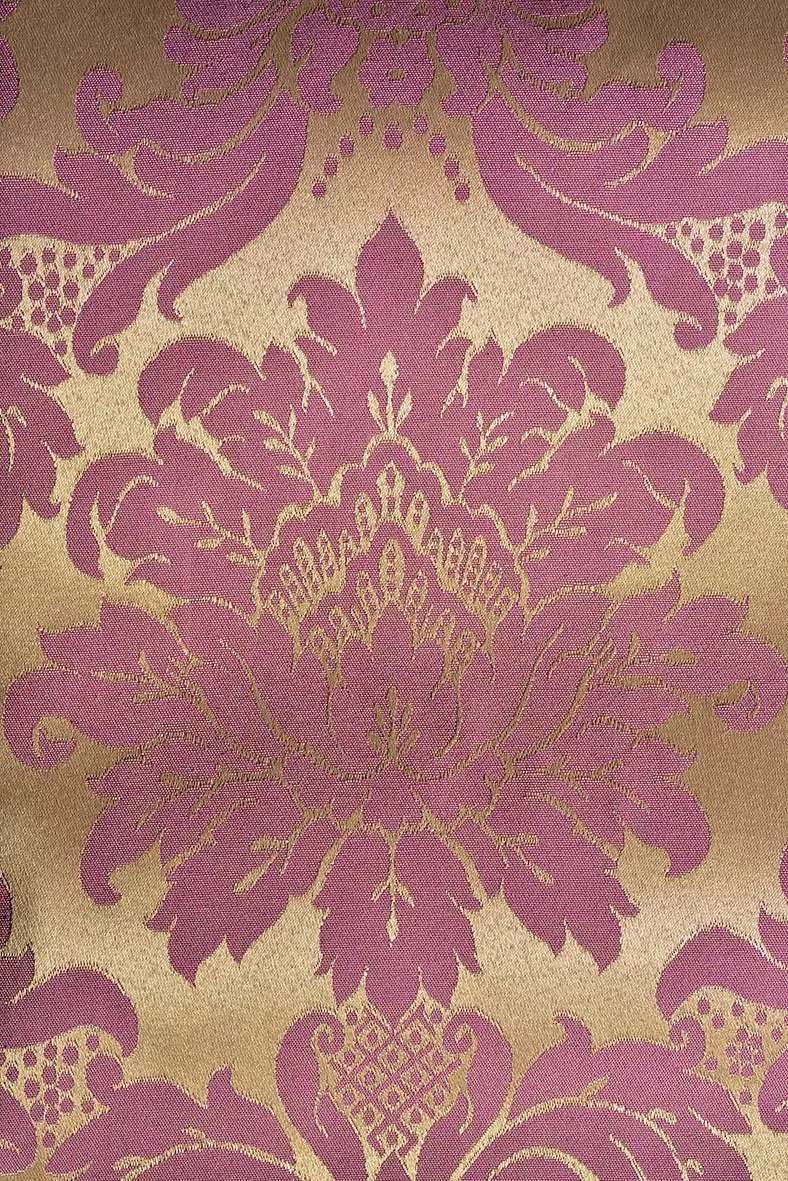 Tecido para Decoração Jacquard Roxo e Dourado Dupla Face