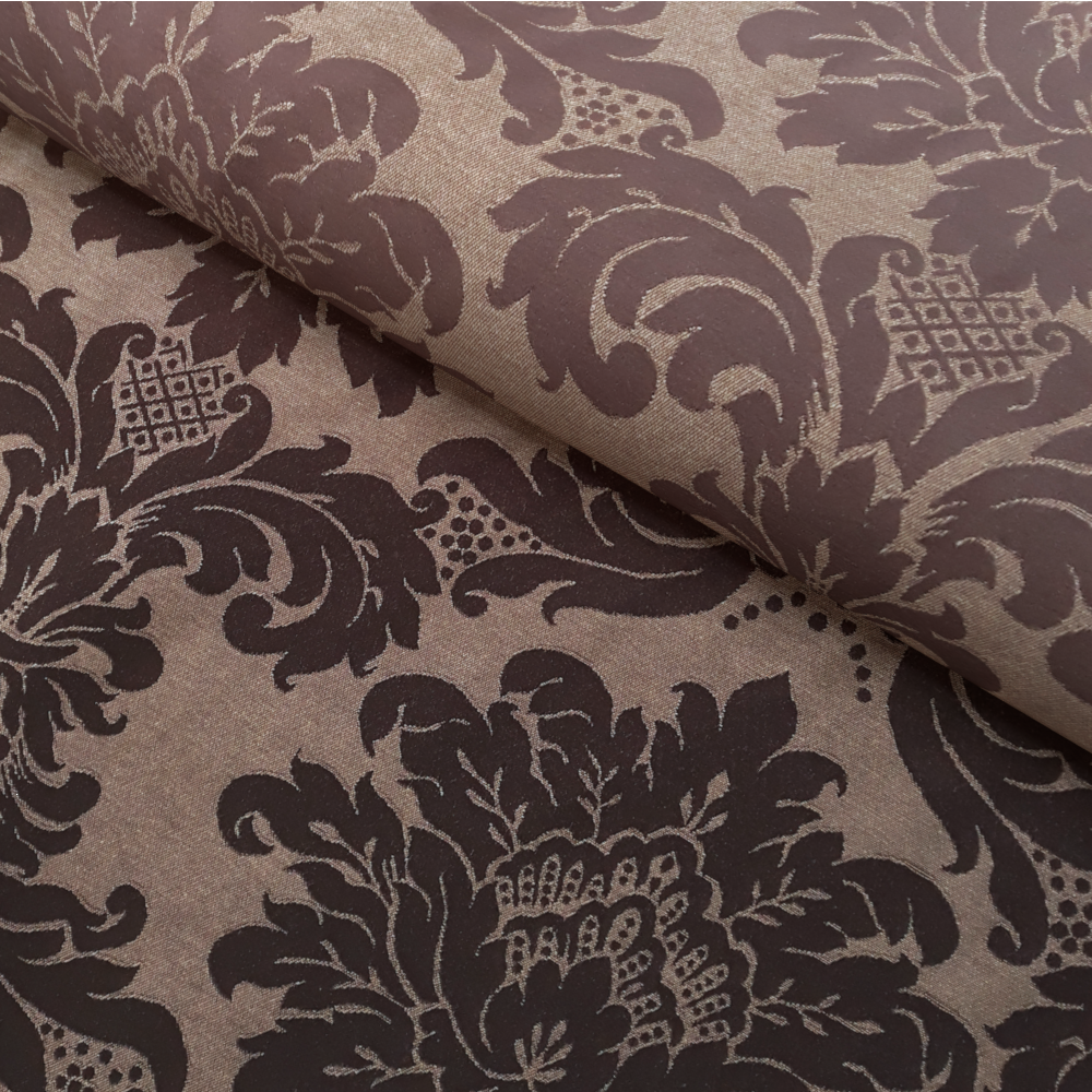 Tecido para Decoração Jacquard Marrom e Bege Dupla Face