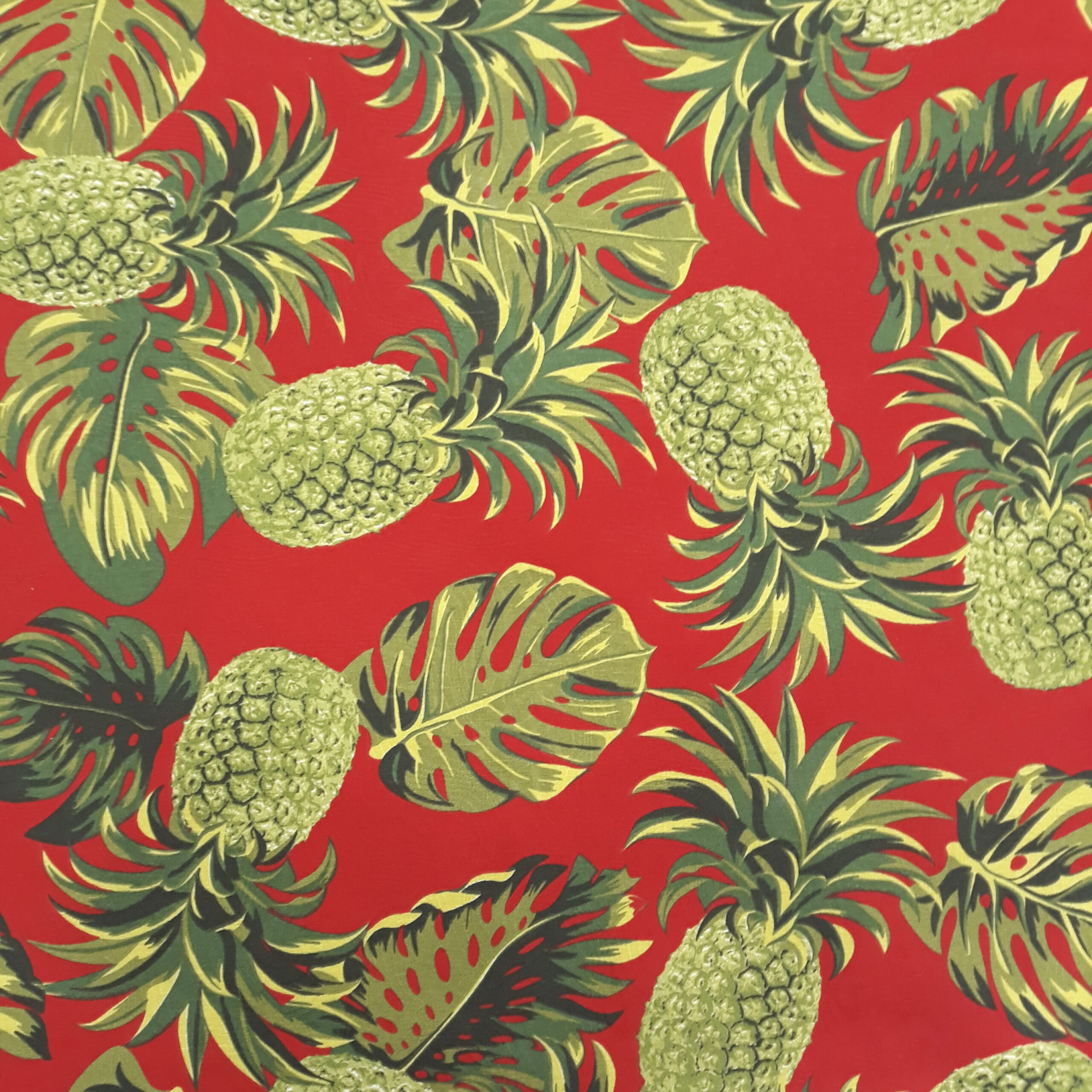 Tecido para Decoração Jacquard Estampado Abacaxi Vermelho