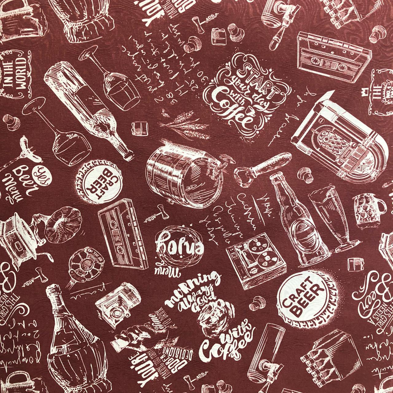 Toalha De Mesa Redonda Drink Bordô 4 Lugares