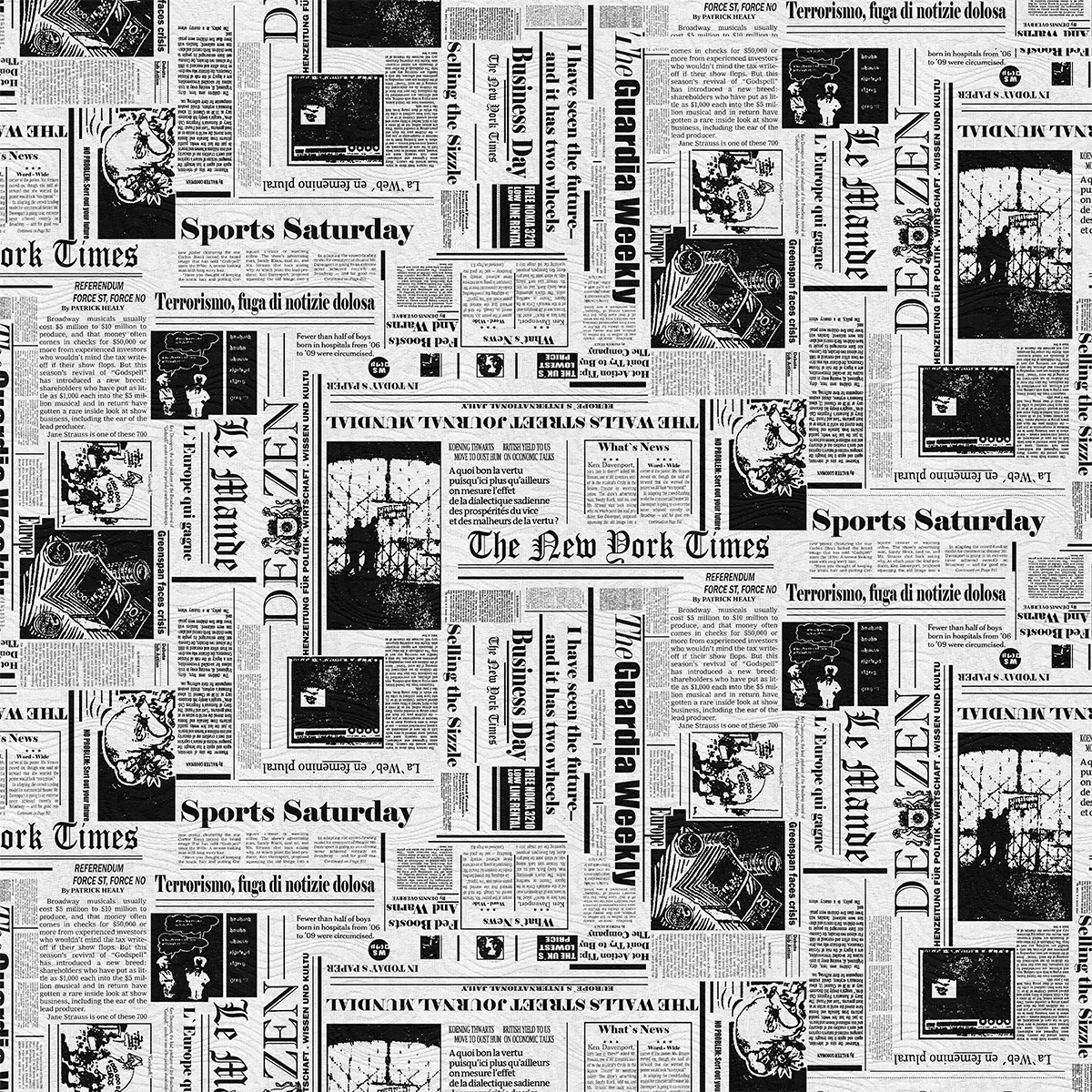 Tecido para Decoração Jacquard Estampado Jornal 1.40m Largura