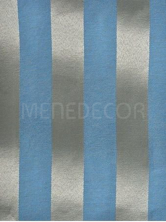 Tecido para Decoração Jacquard Azul e Dourado Listrado Dupla Face