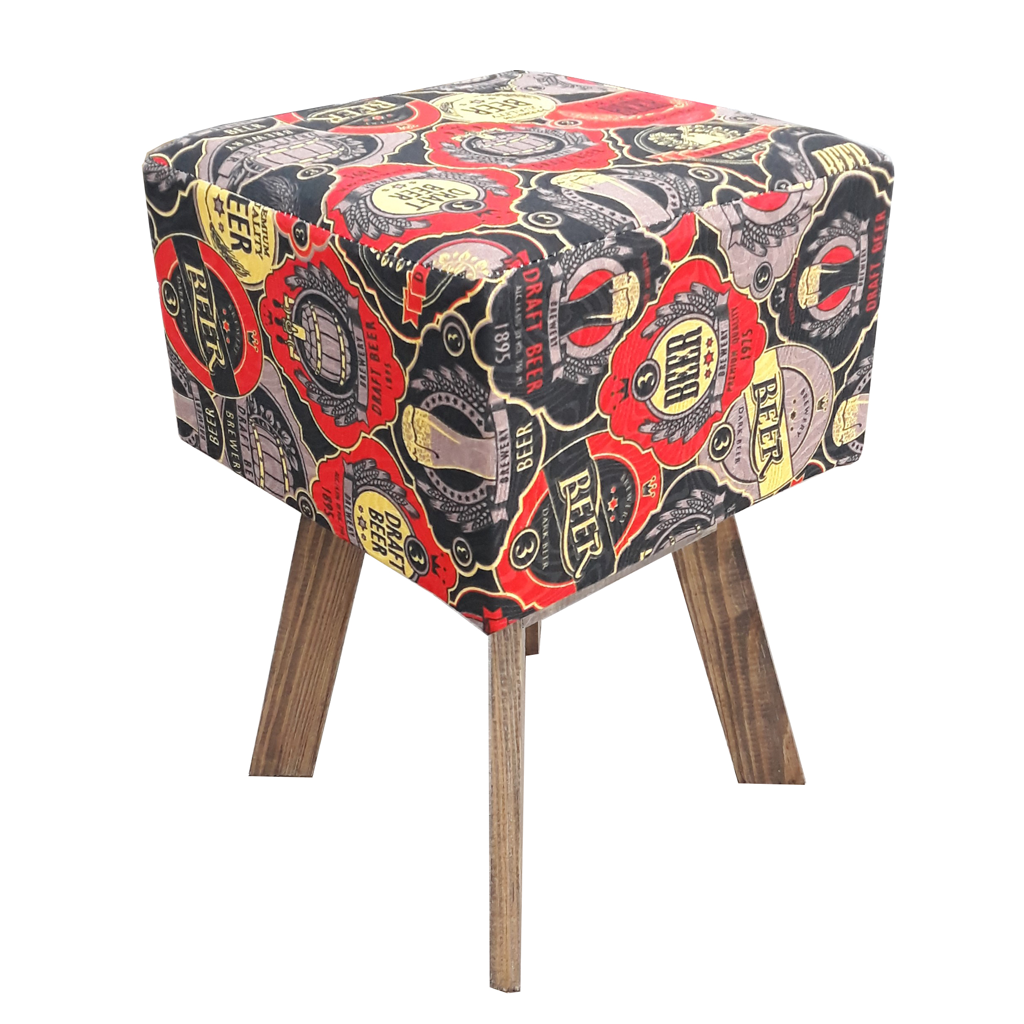 Puff Decorativo Jacquard Estampado Beer
