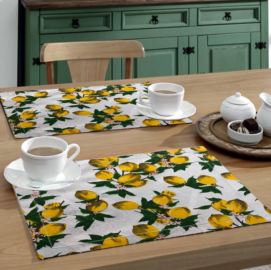 Jogo Americano 4 Peças Em Jacquard Estampado Limão Siciliano