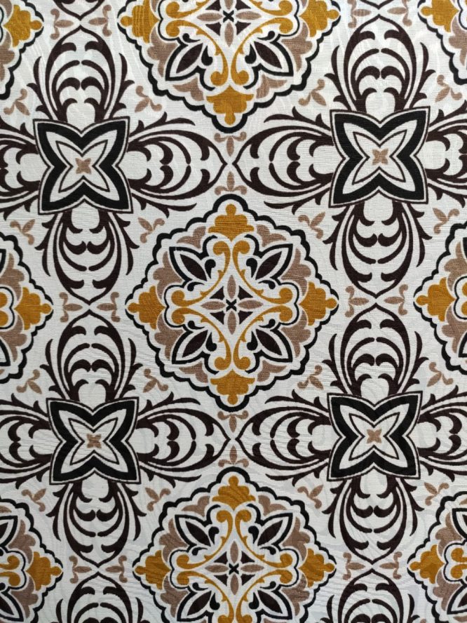 Tecido para Decoração Jacquard Estampado Azulejo Português Mostarda