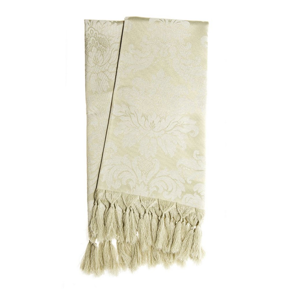 Manta para Sofá Jacquard Tradicional Bege 2,20m x 1,40m