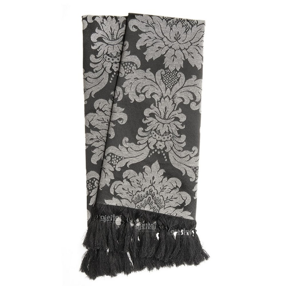 Manta para Sofá Jacquard Tradicional Preto e Crú 1,80m x 1,40m