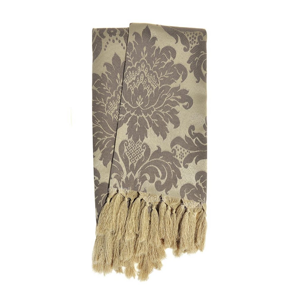 Manta para Sofá Jacquard Tradicional Marrom e Dourado 2,20m x 1,40m