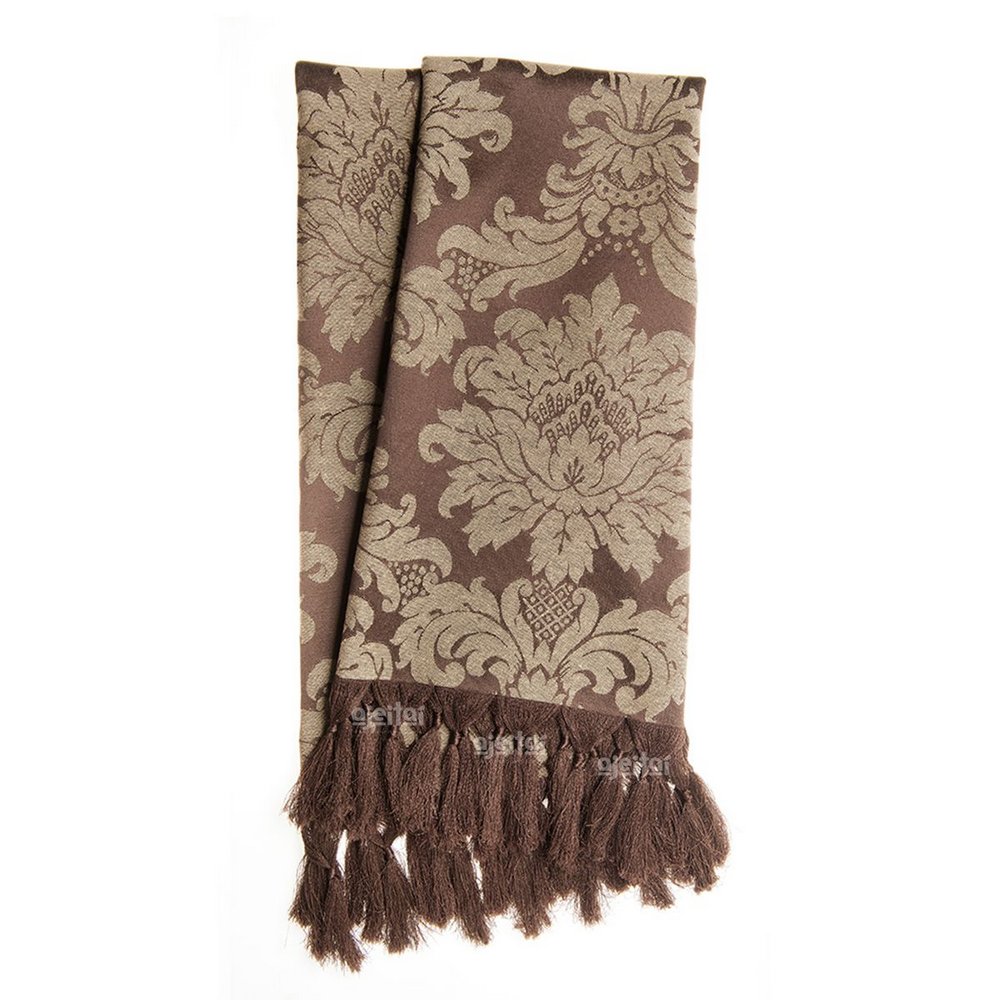 Manta para Sofá Jacquard Tradicional Marrom e Bege 1,80m x 1,40m