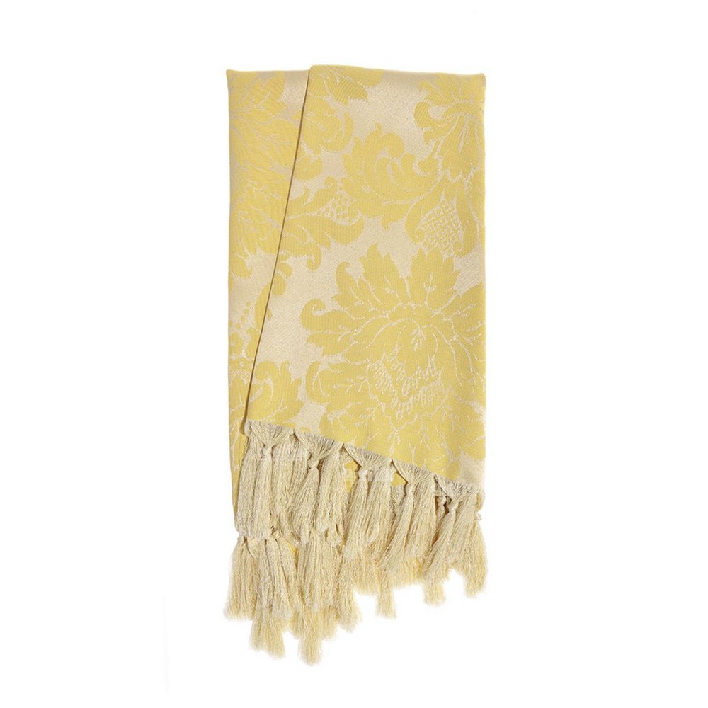 Manta para Sofá Jacquard Tradicional Amarelo e Prata 2,20m x 1,40m