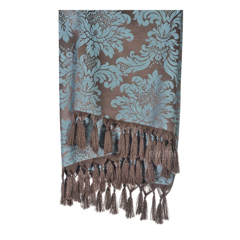 Manta para Sofá Jacquard Tradicional Marrom e Tiffany 1,80m x 1,40m