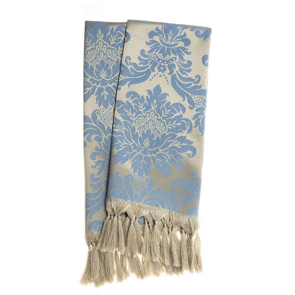 Manta para Sofá Jacquard Tradicional Azul e Dourado 1,80m x 1,40m