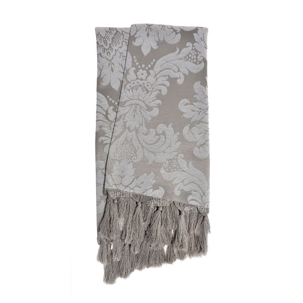 Manta para Sofá Jacquard Tradicional Cinza e Crú 2,20m x 1,40m