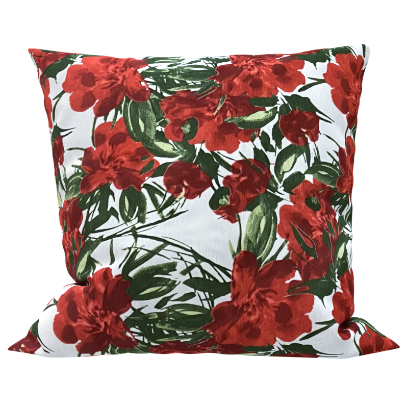 Capa para Almofada Estampado Jacquard Floral Vermelho