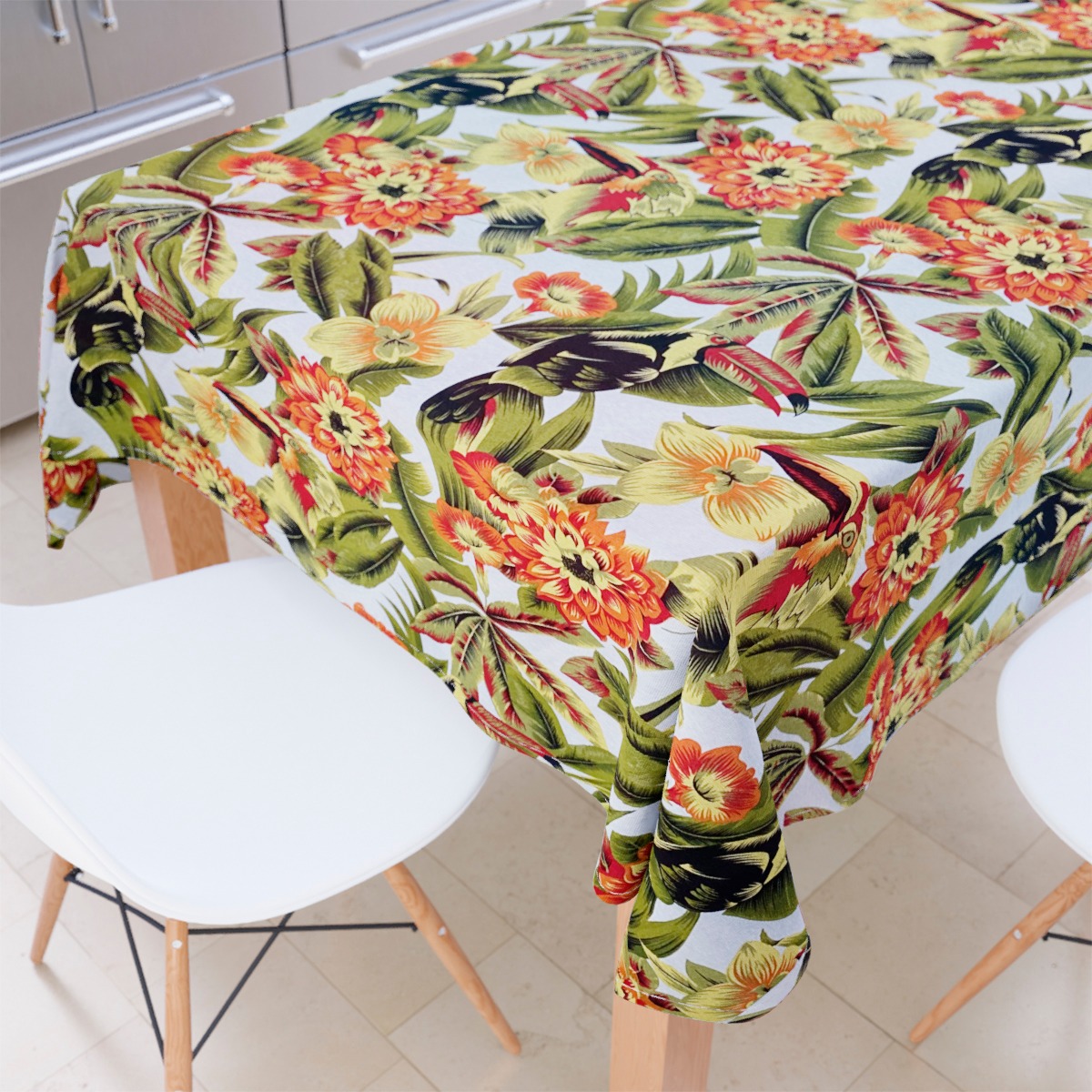 Toalha De Mesa Retangular Estampado Tucanos 6 Lugares