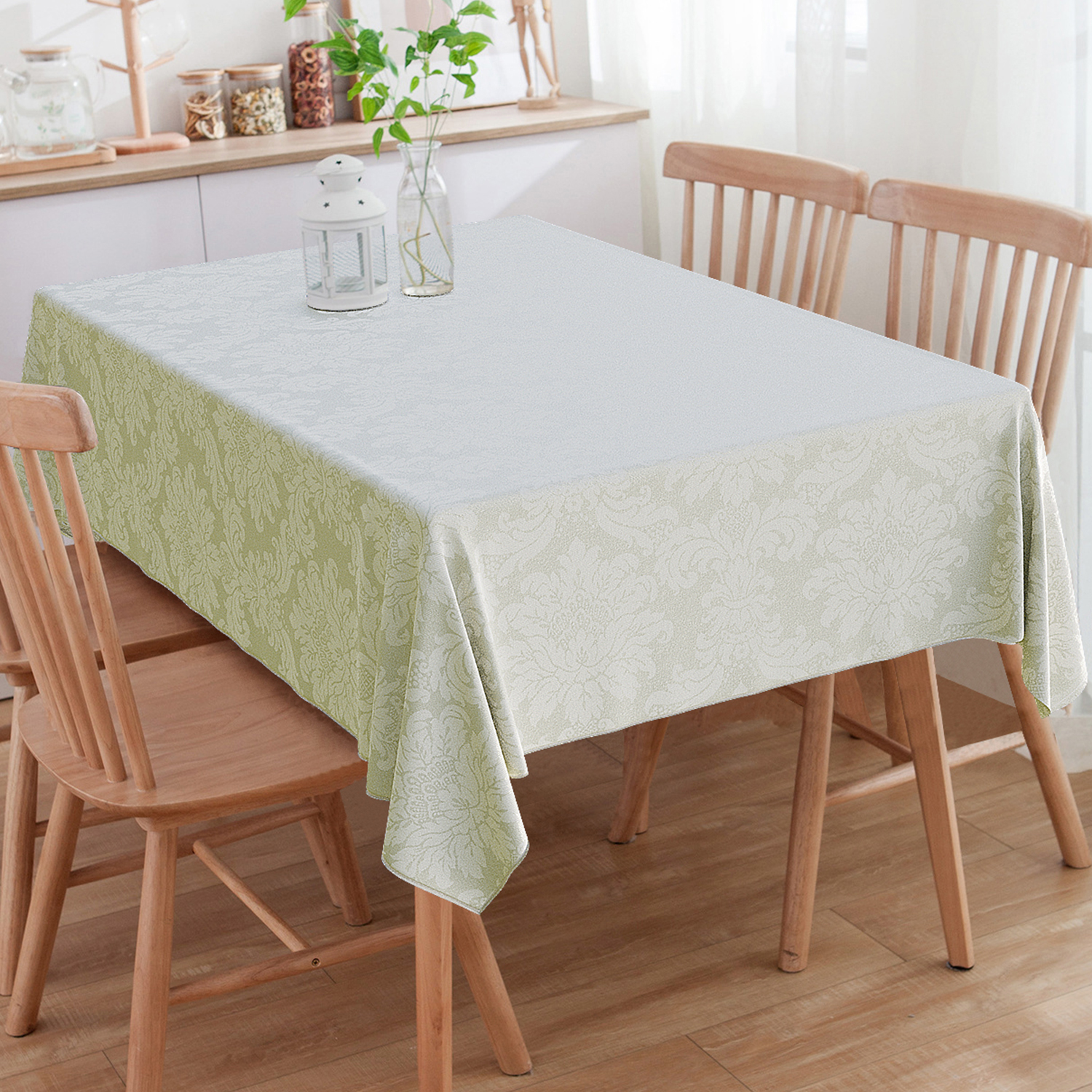 Toalha de Mesa Quadrada Medalhão Bege 4 Lugares