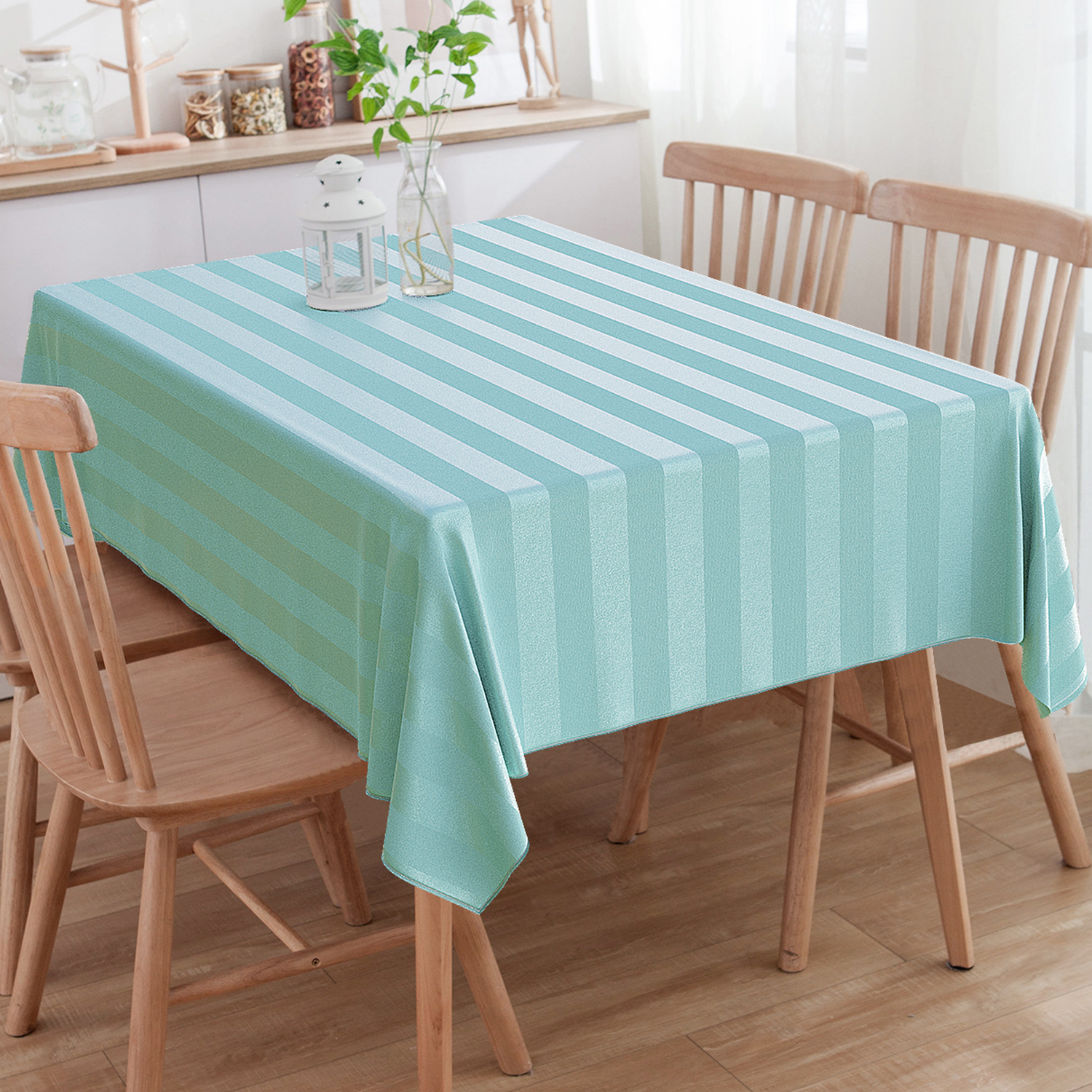 Toalha de Mesa Quadrada Jacquard Listrado Tiffany 2.20m x 2.20m