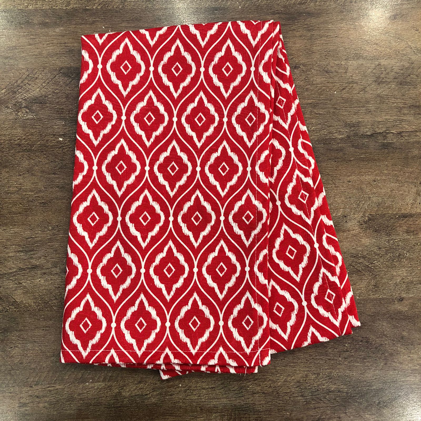 Caminho De Mesa Estampado Geométrico Vermelho 0.40m X 1.40m