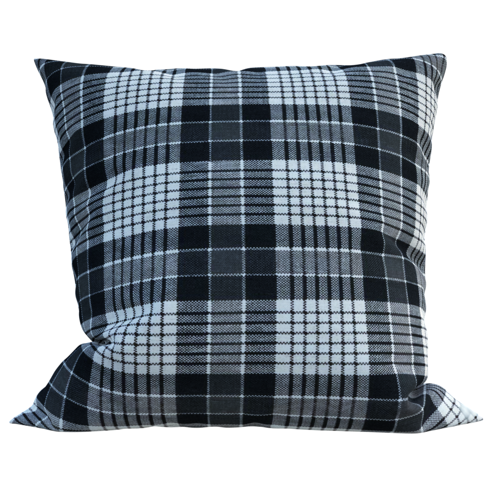 Capa para Almofada em Linho Xadrez Preto e Crú 40x40