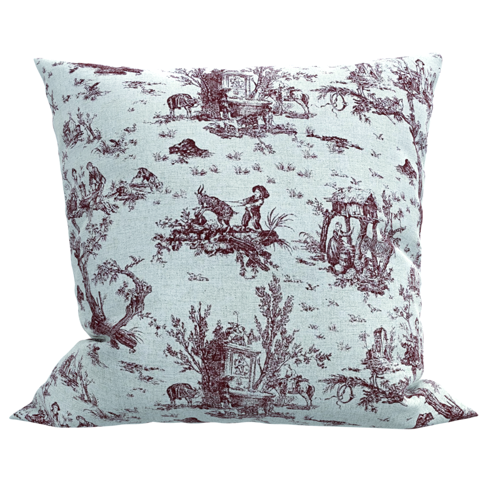 Capa para Almofada em Linho Estampado Toile de Joule Marsala 40x40