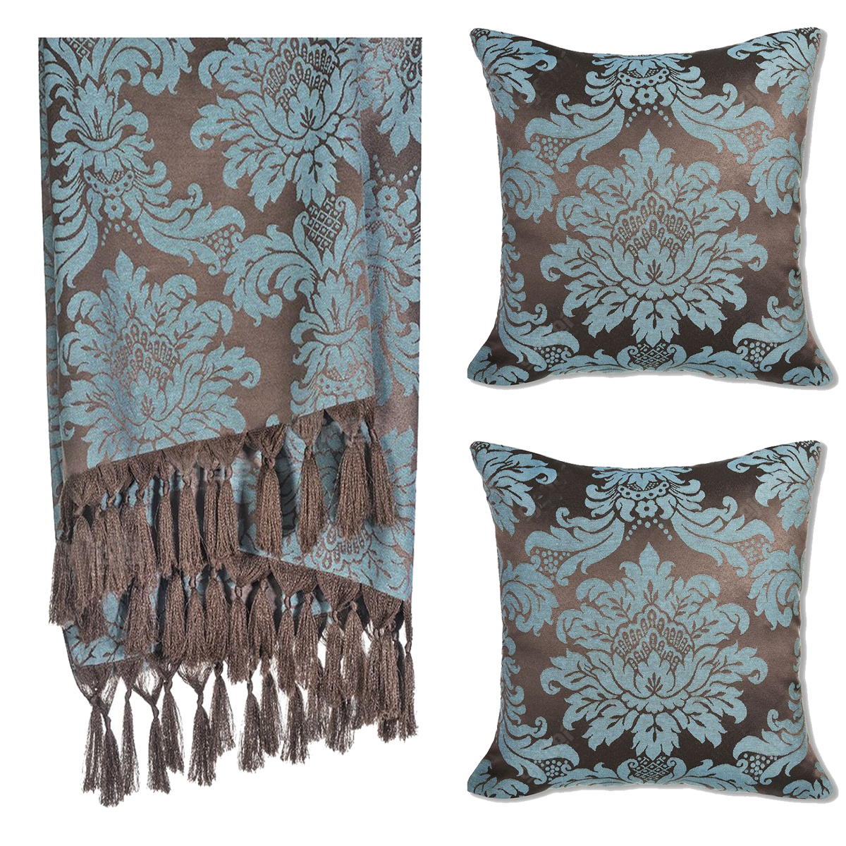 Manta para Sofá Tiffany e Marrom Tradicional 220x180 + 2 Capas De Almofadas