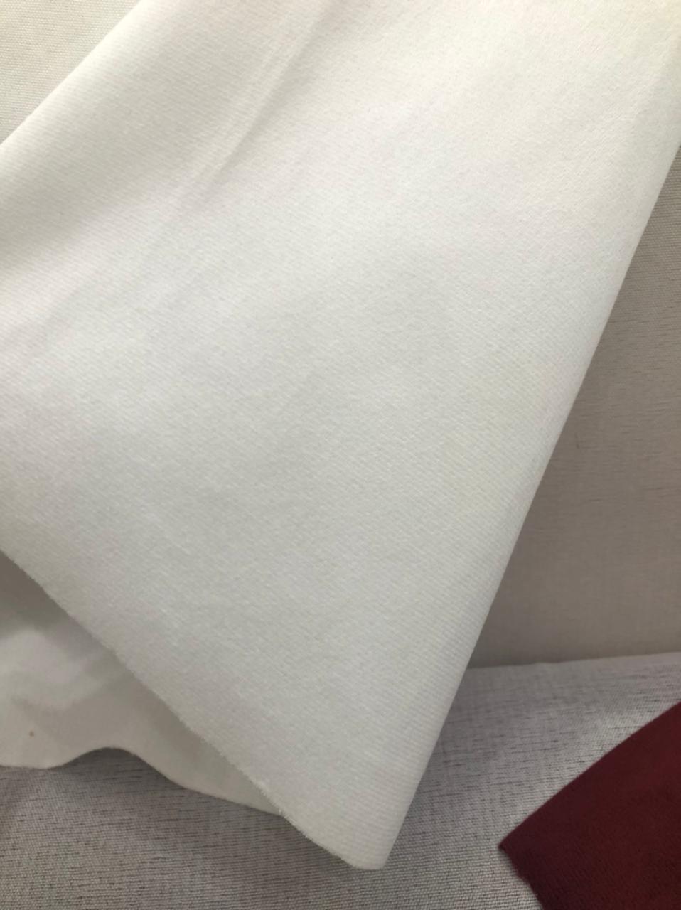 Tecido para Tapeçaria Veludo Branco - 1,40m Largura