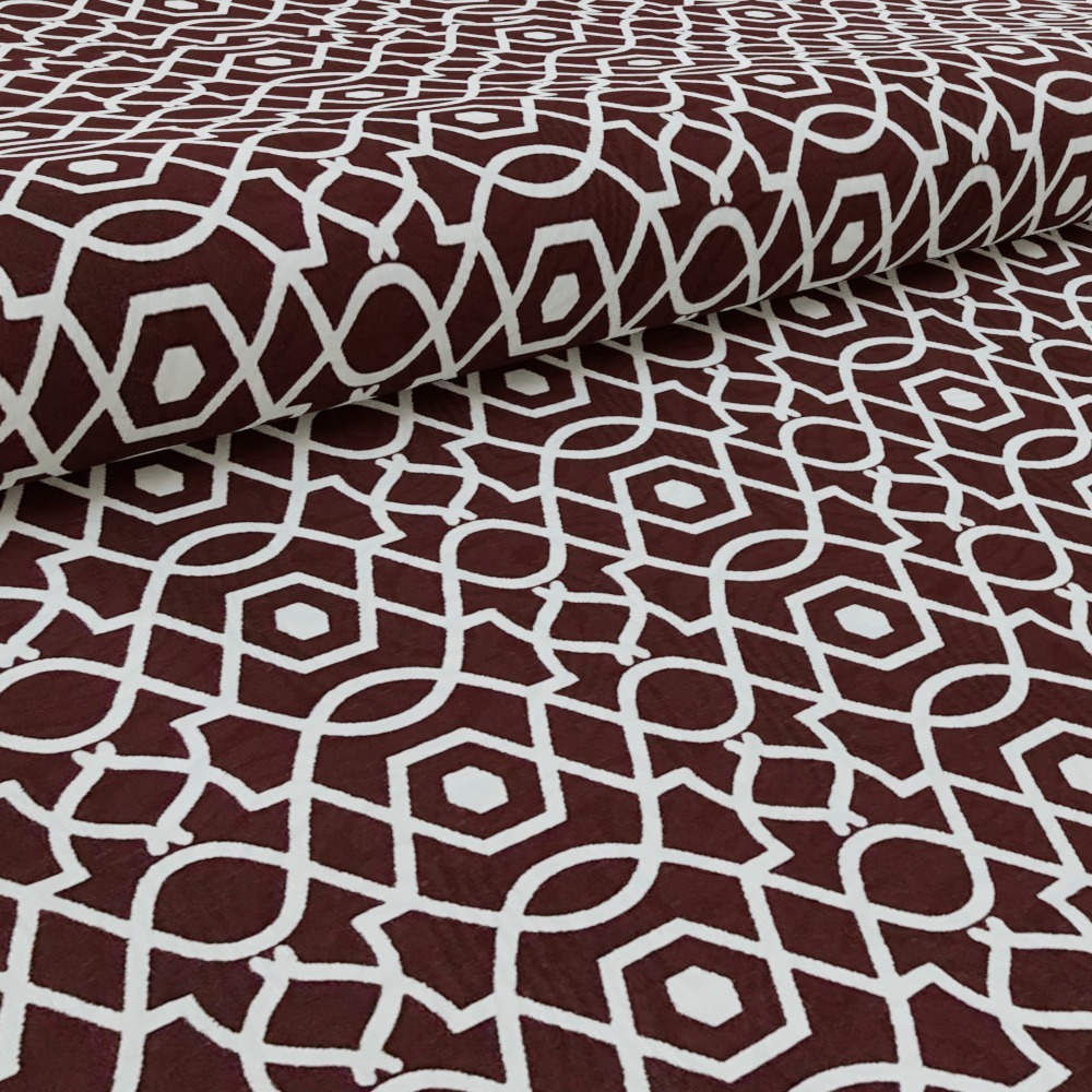 Toalha De Mesa Redonda Geométrico Marsala 4 Lugares