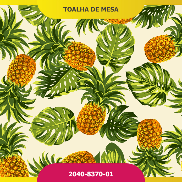 Toalha de Mesa Retangular Abacaxi Bege 3m x 1.40m