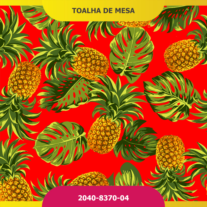 Toalha de Mesa Retangular Abacaxi Vermelho 3m x 1.40m