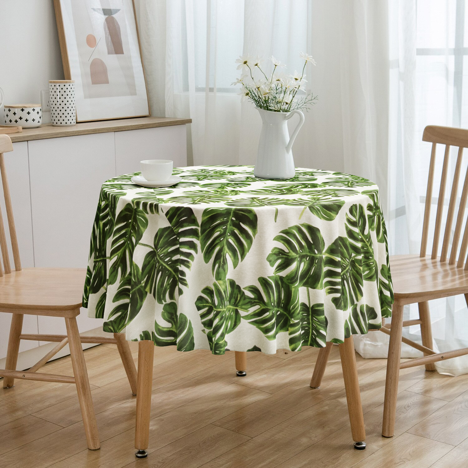 Toalha De Mesa Redonda Costela De Adão 4 Lugares