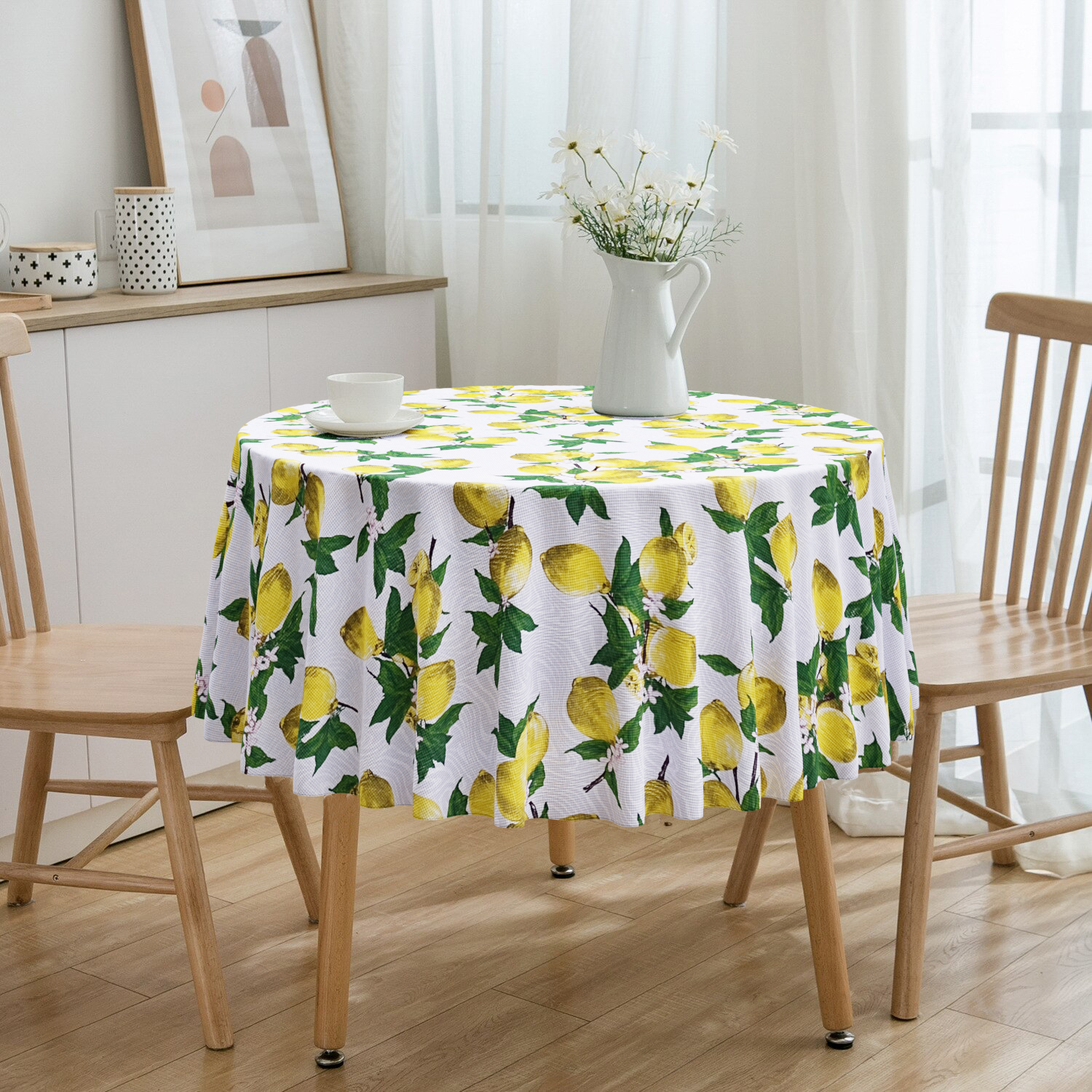 Toalha De Mesa Redonda Limão Siciliano 4 Lugares
