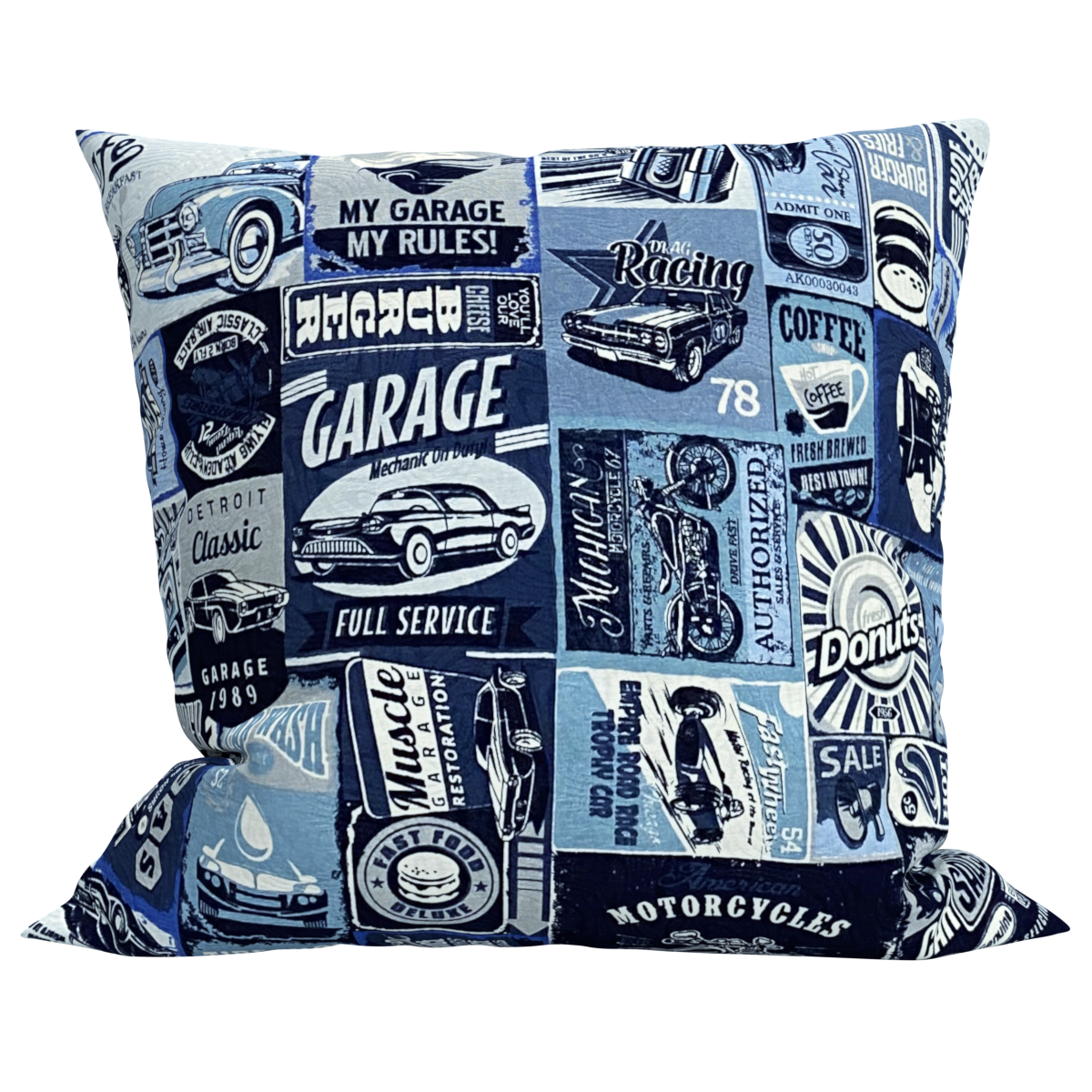 Capa para Almofada Estampado Jacquard Vintage Azul