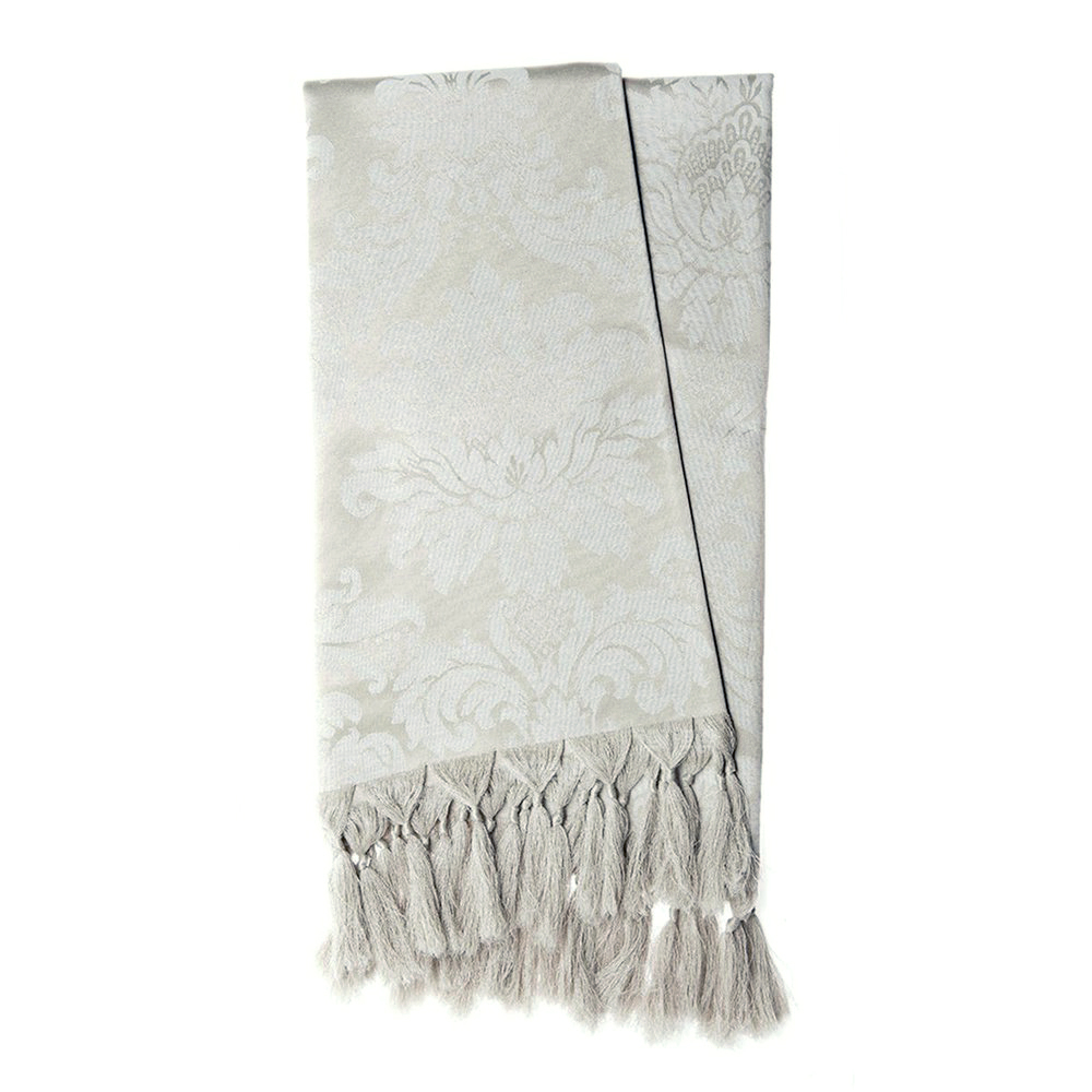 Manta para Sofá Jacquard Tradicional Bege Marfim 1,80m x 1,40m