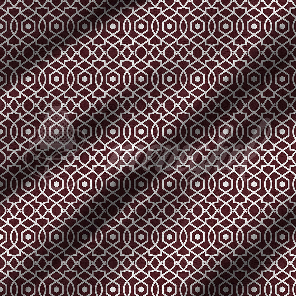 Tecido para Decoração Jacquard Estampado Geométrico Bordô