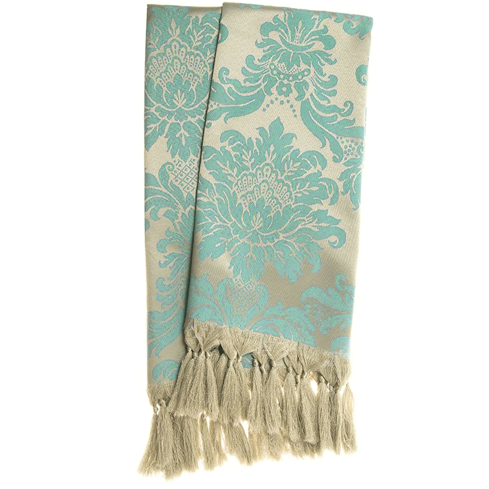 Manta para Sofá Jacquard Tradicional Tiffany e Dourado 1,80m x 1,40m