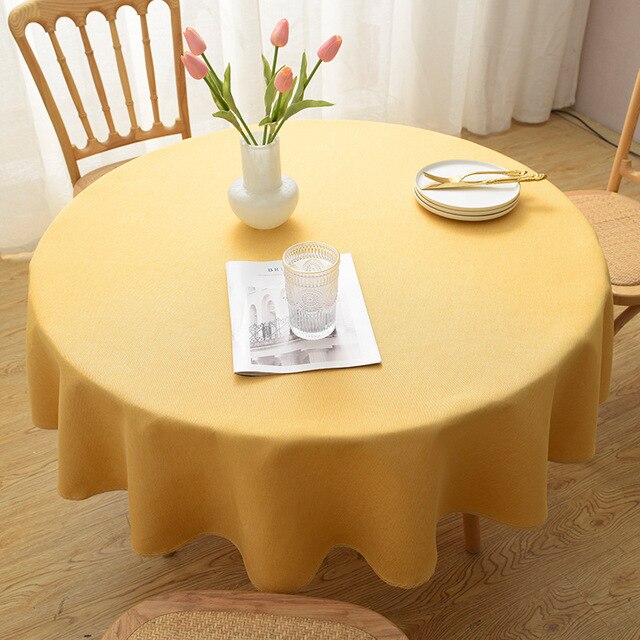Toalha De Mesa Redonda Lisa Amarela 4 Lugares