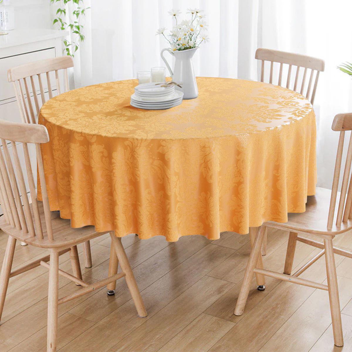 Toalha De Mesa Redonda Laranja 10 Lugares