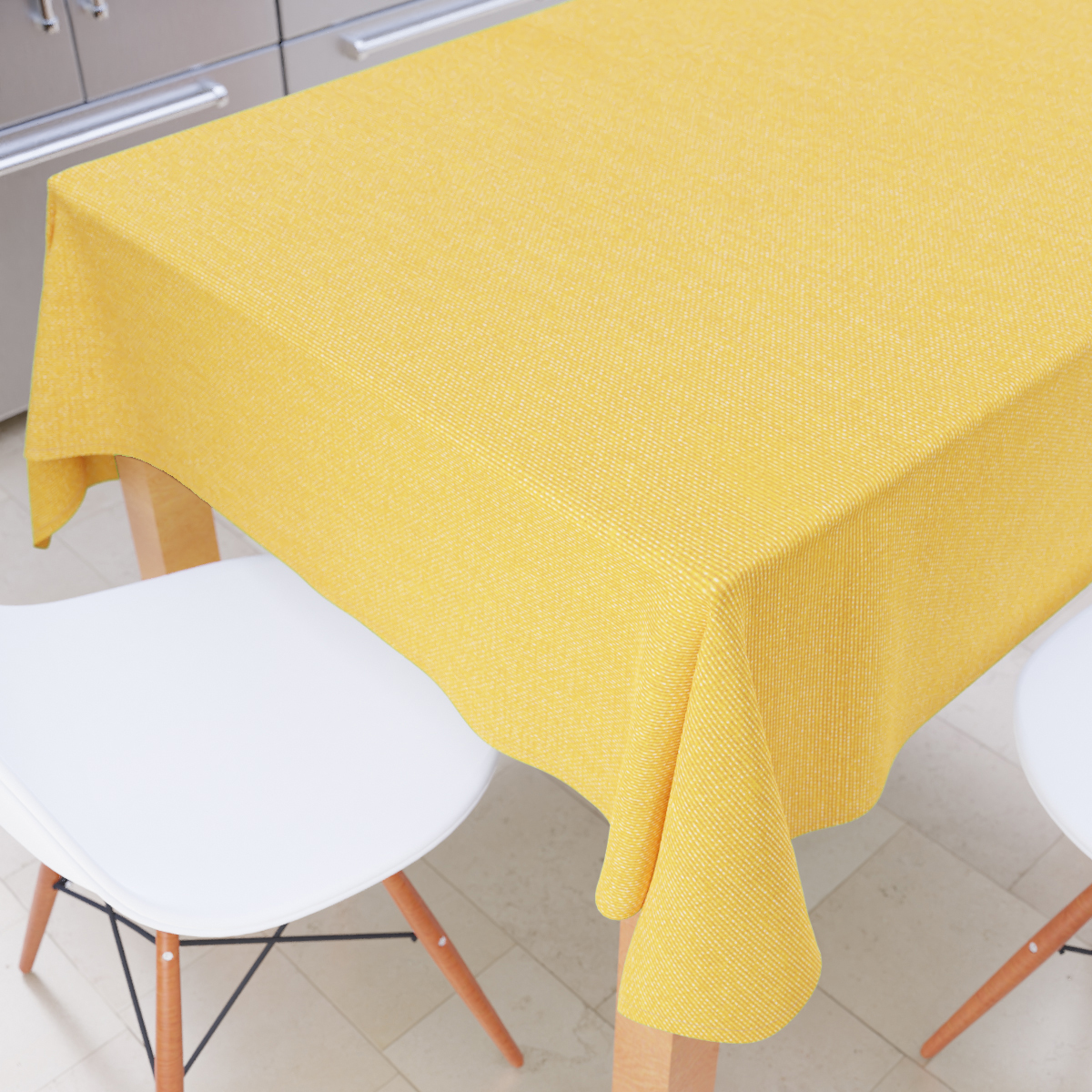 Toalha De Mesa Estampada Lisa Amarela 4 Lugares