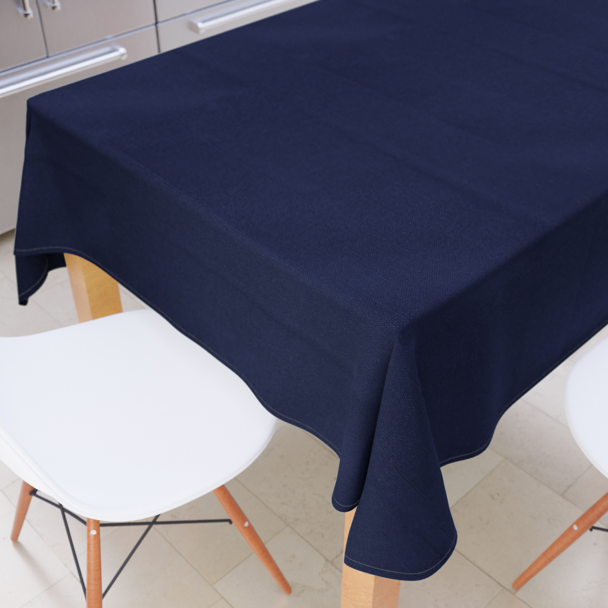 Toalha De Mesa Estampada Lisa Azul Marinho 4 Lugares